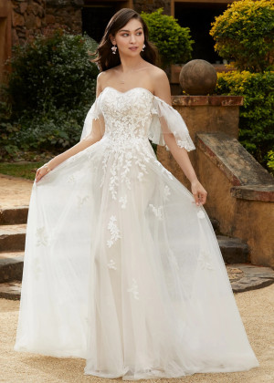 Sweetheart Neck Ivory Lace Tulle Wedding Dress With Detachable Straps Sweetheart Neck Ivory Lace Tulle Wedding Dress With Detachable Straps